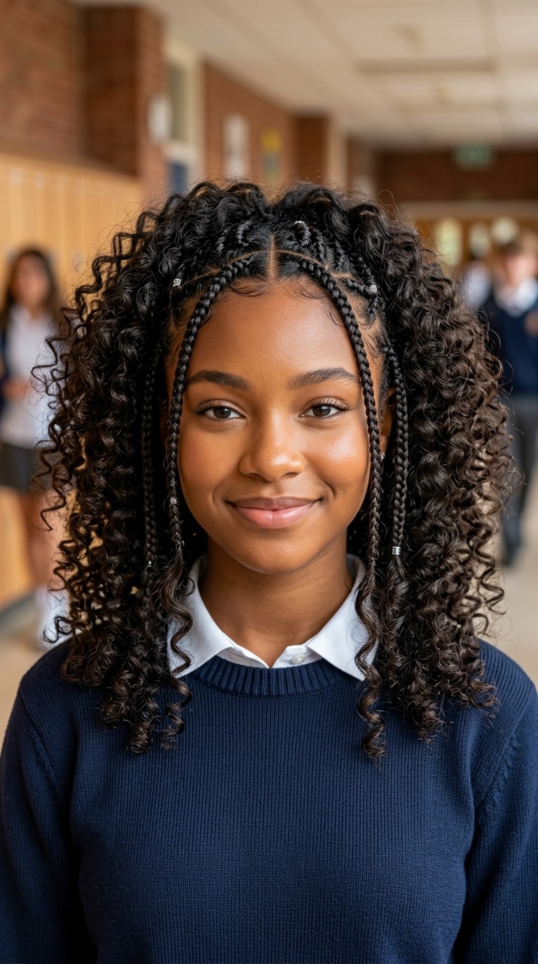 Voluminous Curls and Mini Braids