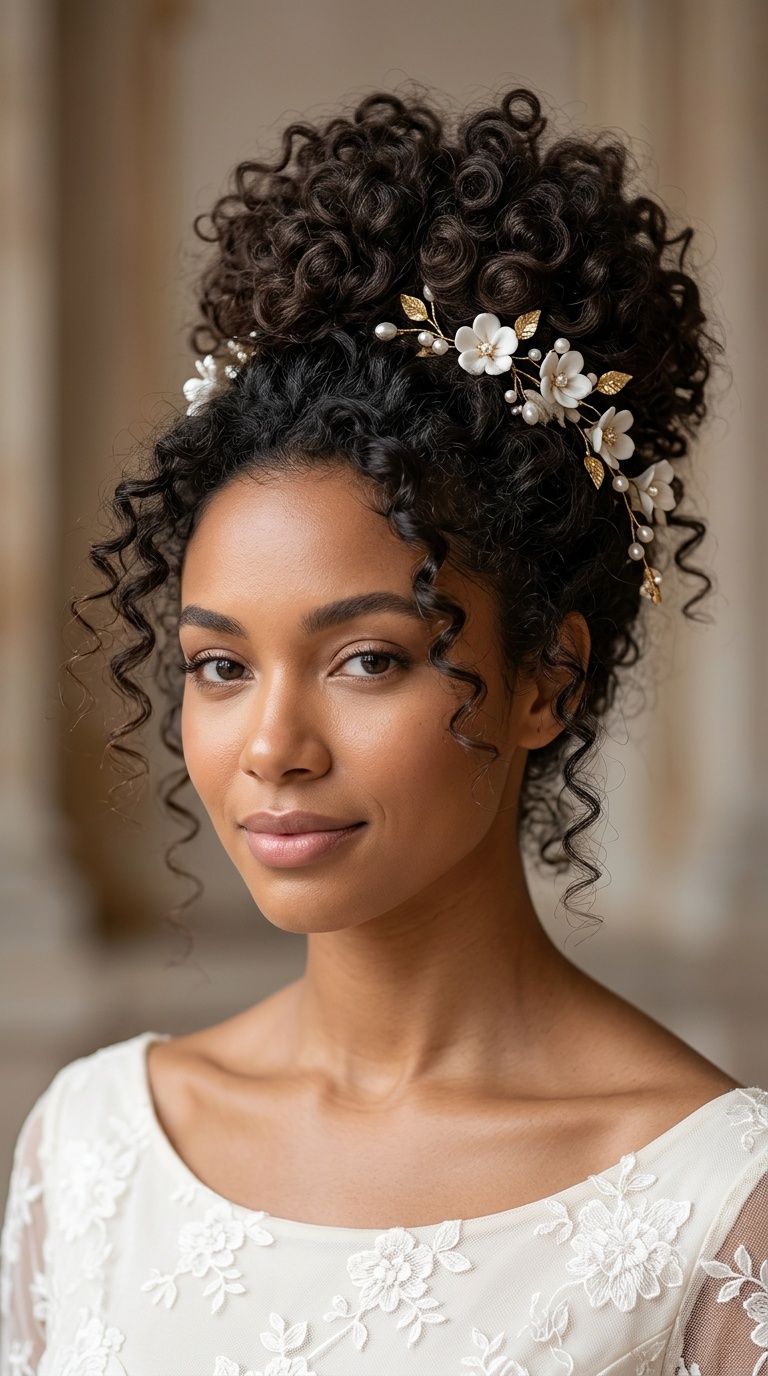 Voluminous Curly High Bun