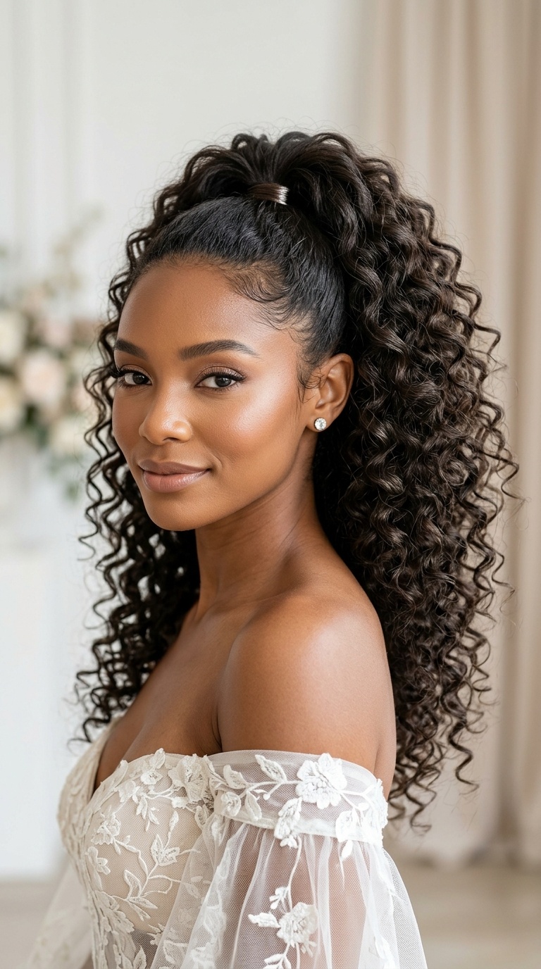 Voluminous Curly High Ponytail