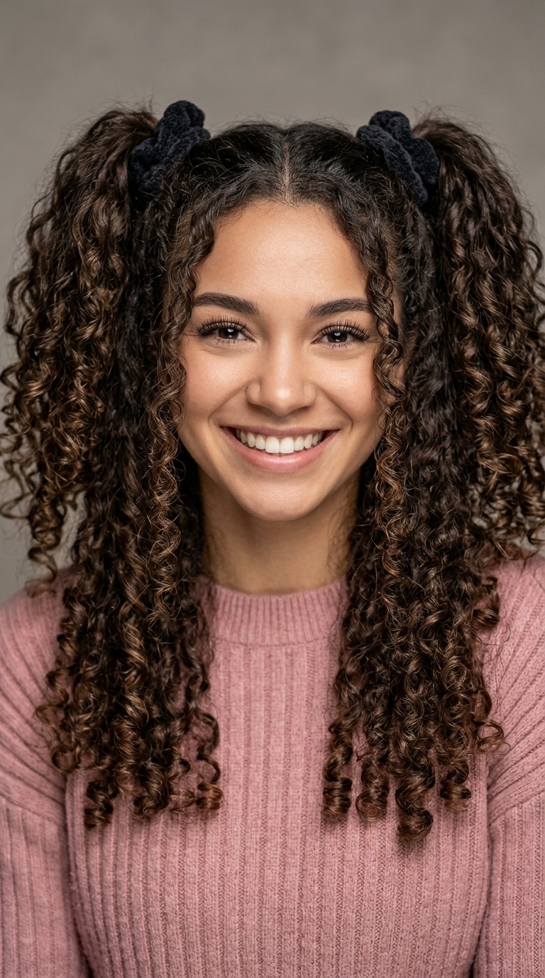 Voluminous Curly Pigtails