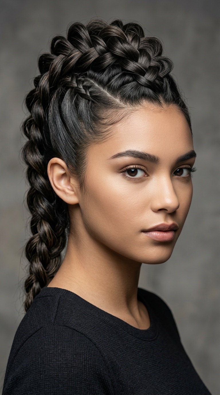 Voluminous Dragon Braid Faux Hawk