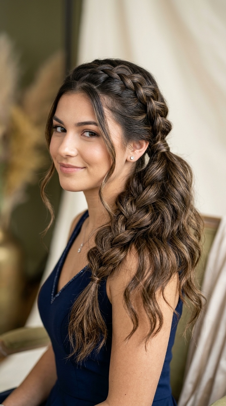 Voluminous French Braid into a Ponytail