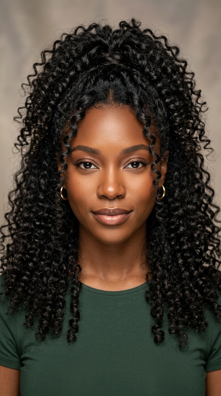 Voluminous Half-Up Crunched Curls