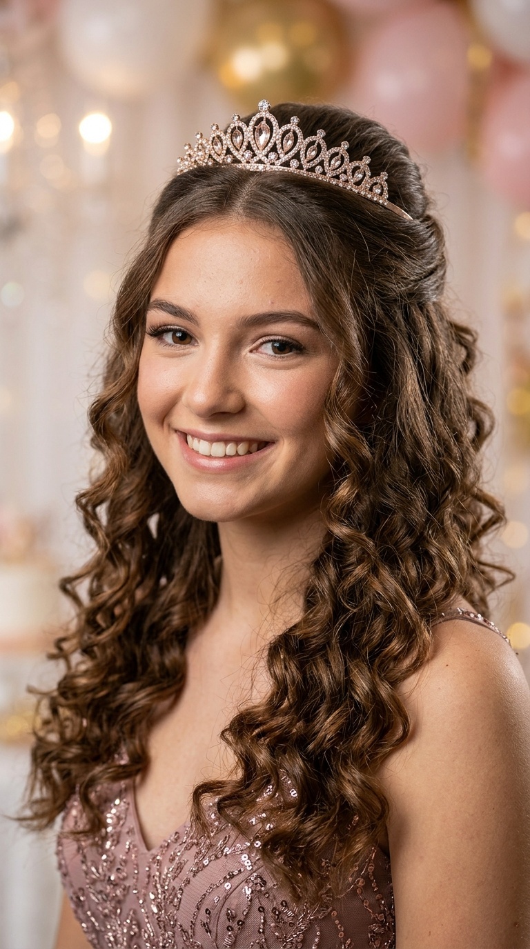 Voluminous Half-Up Half-Down Curls