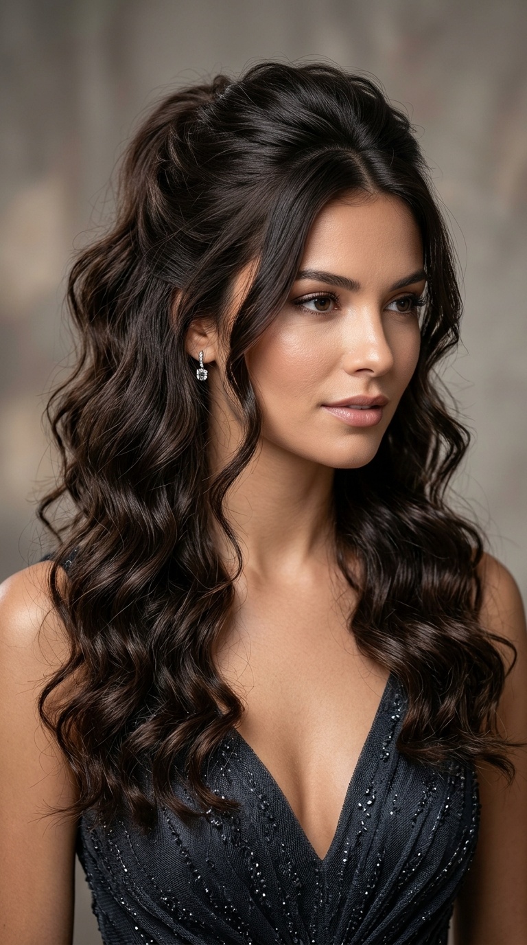 Voluminous Half-Up, Half-Down Waves