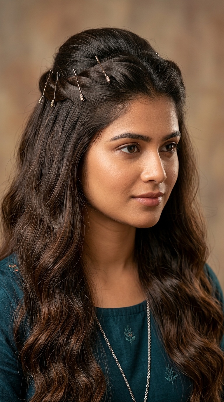 Voluminous Half-Up Half-Down with Pins