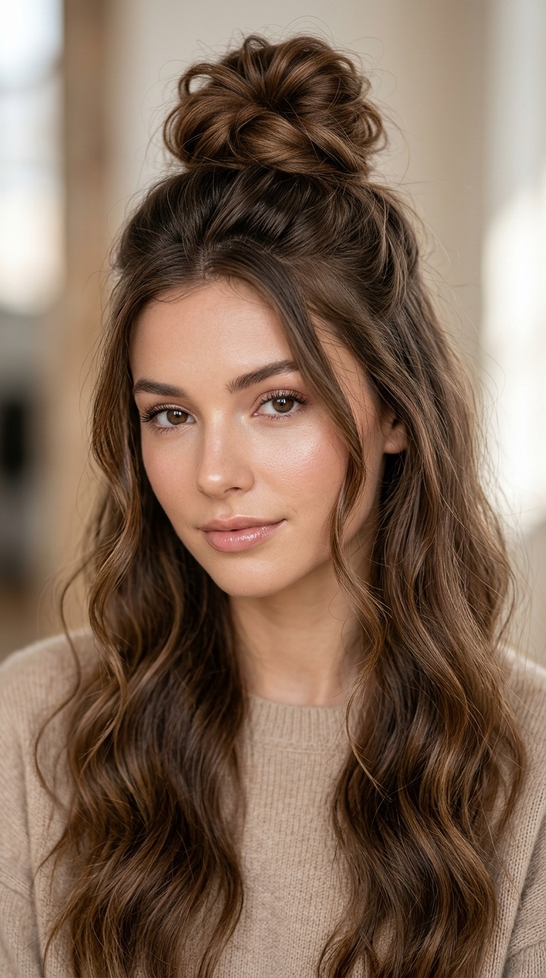 Voluminous Half-Up Top Knot