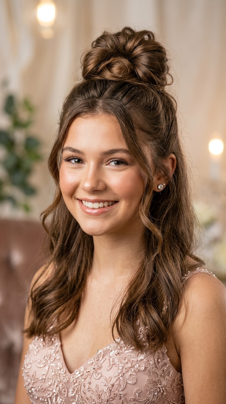 Voluminous Half-Up Top Knot