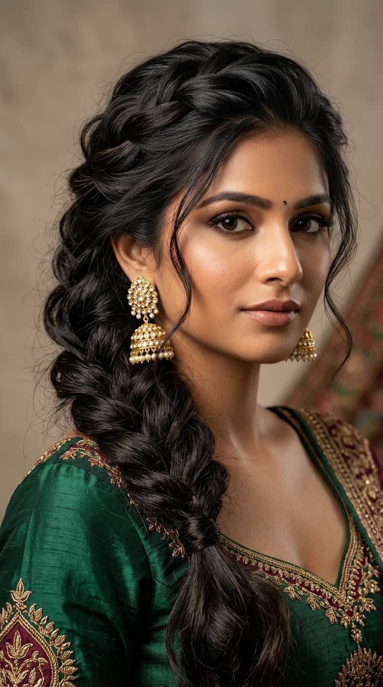 Voluminous Messy Side Braid