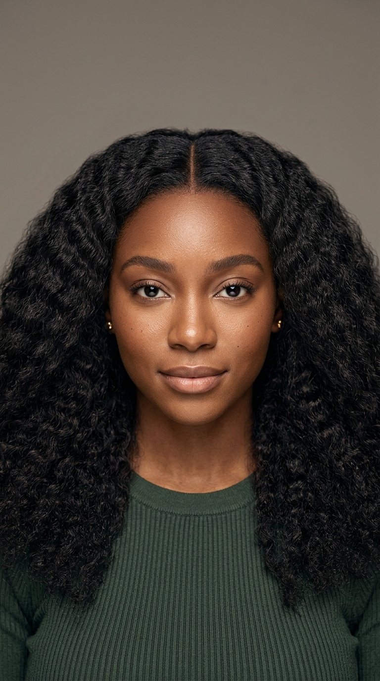 Voluminous Middle Part Crimp