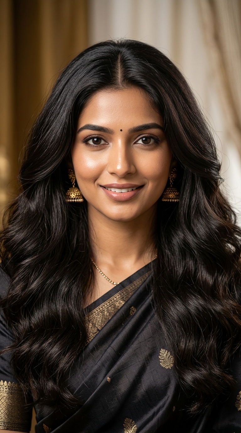 Voluminous Open Hair with Middle Part