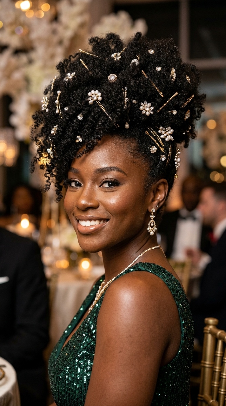 Voluminous Pineapple with Jeweled Accents