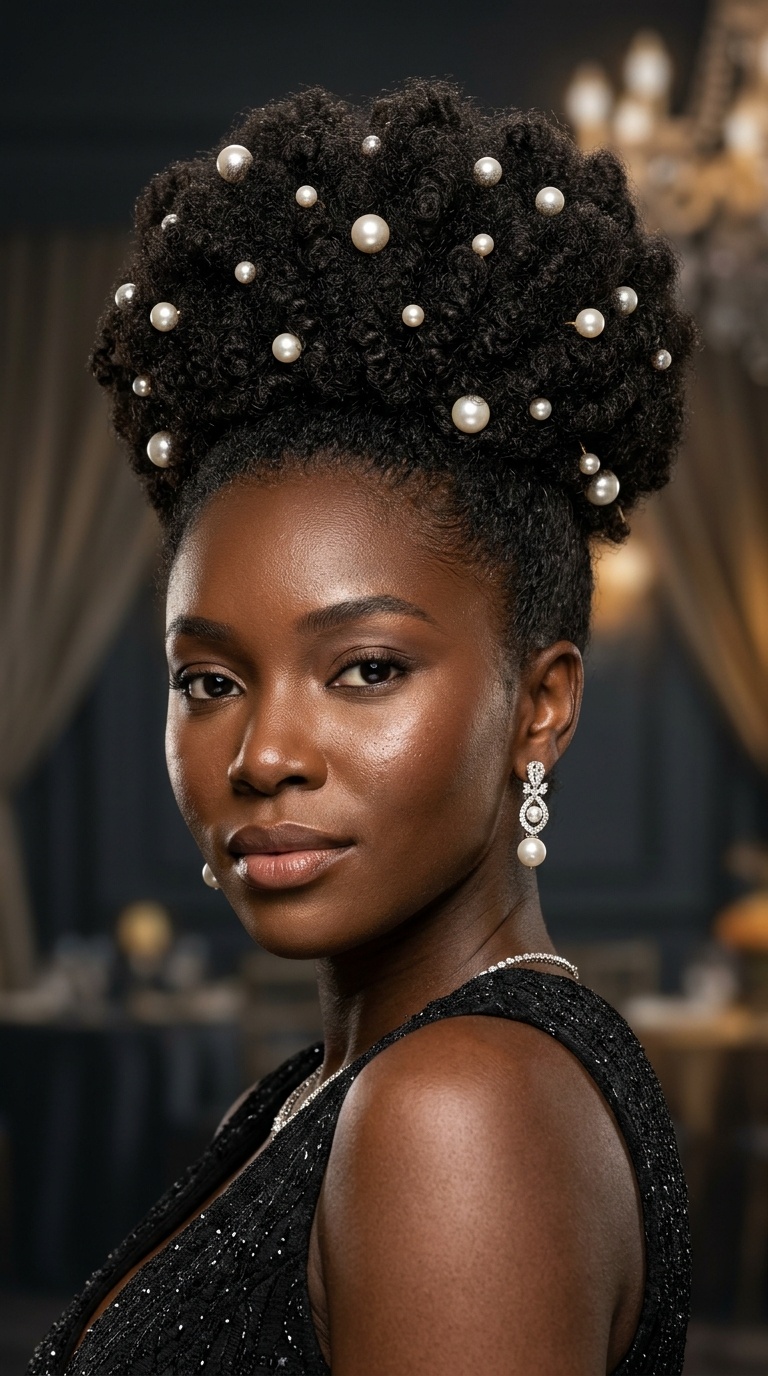 Voluminous Pineapple with Pearl Pins