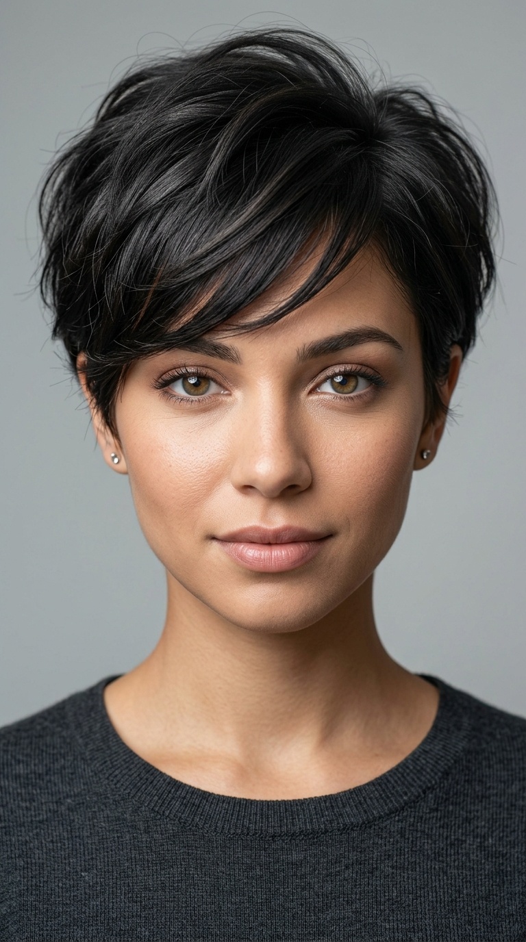 Voluminous Pixie with Side Bangs