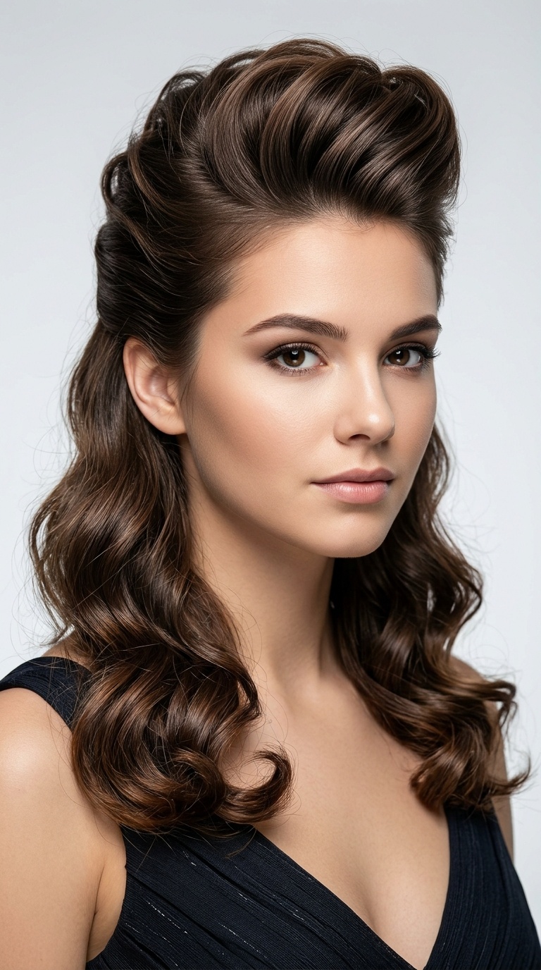 Voluminous Pompadour with Waves