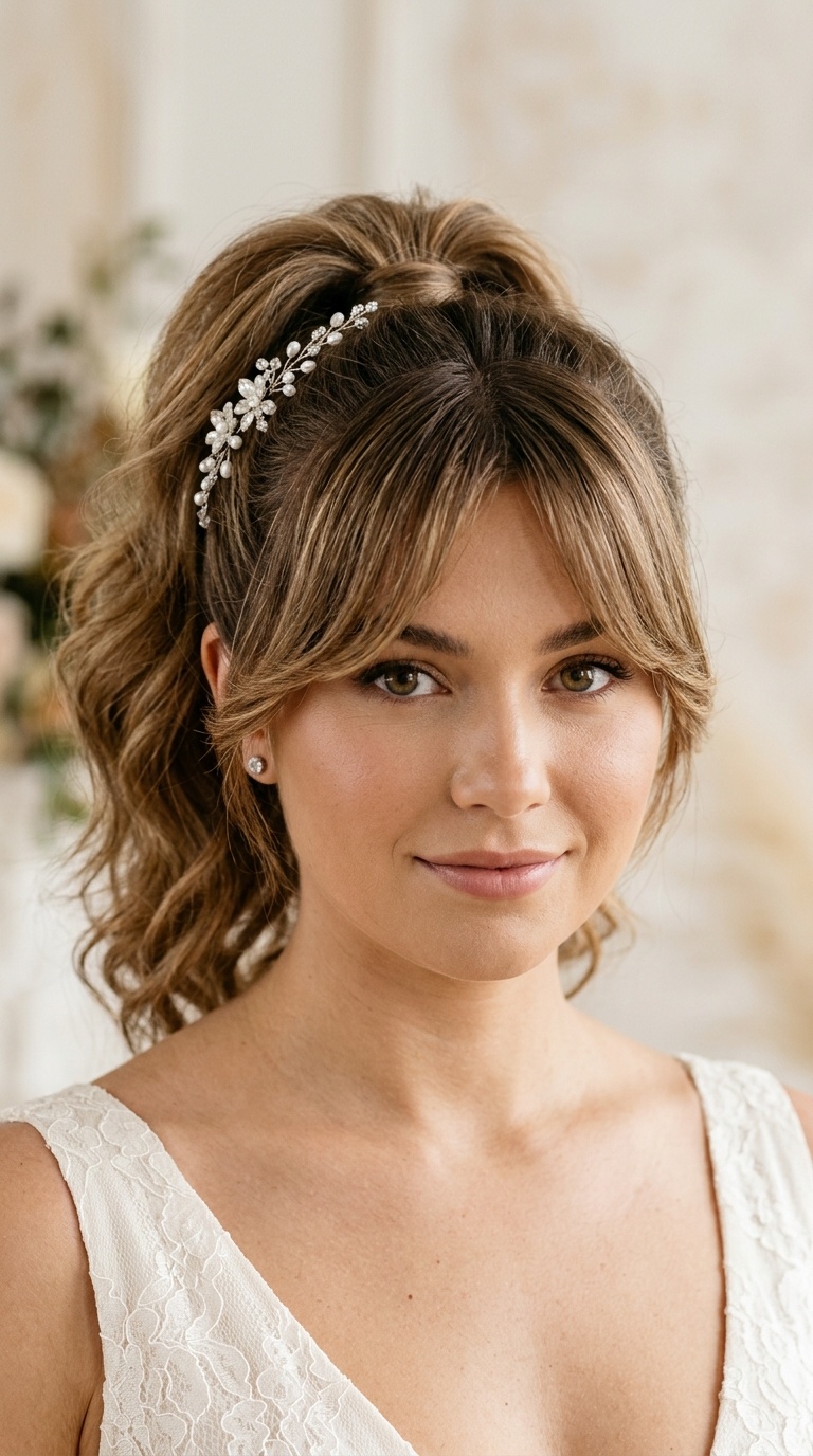 Voluminous Ponytail with Curtain Bangs