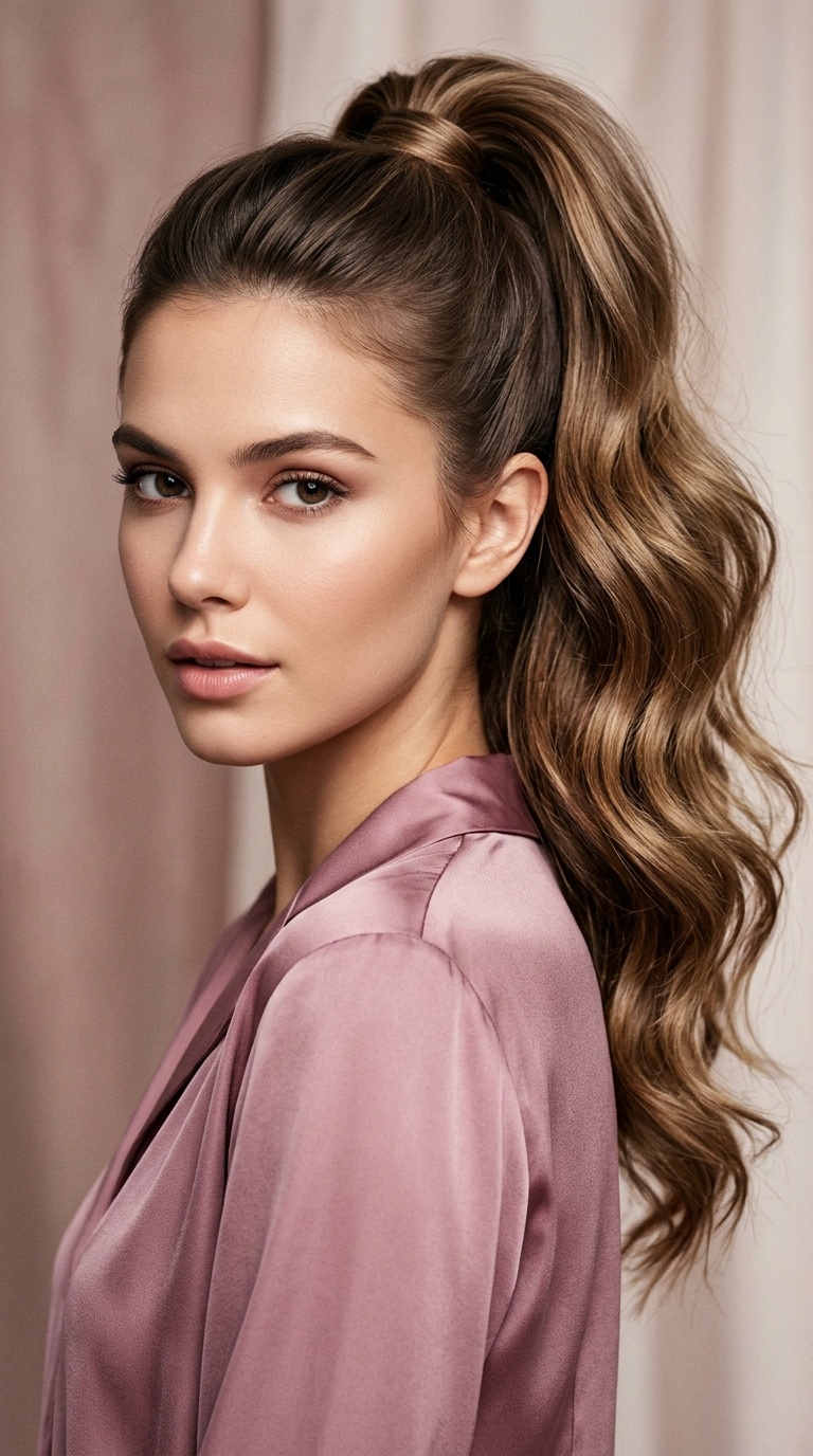 Voluminous Ponytail with Waves