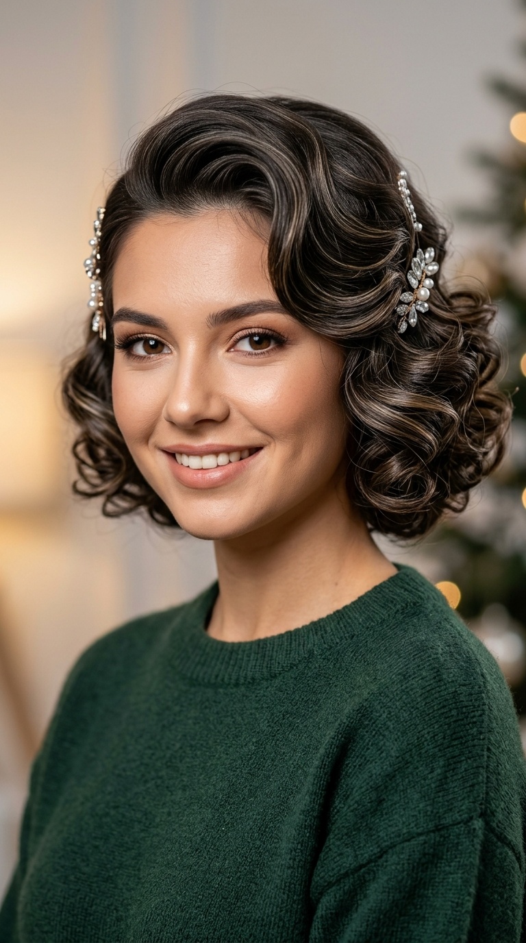 Voluminous Retro Curls with Pins