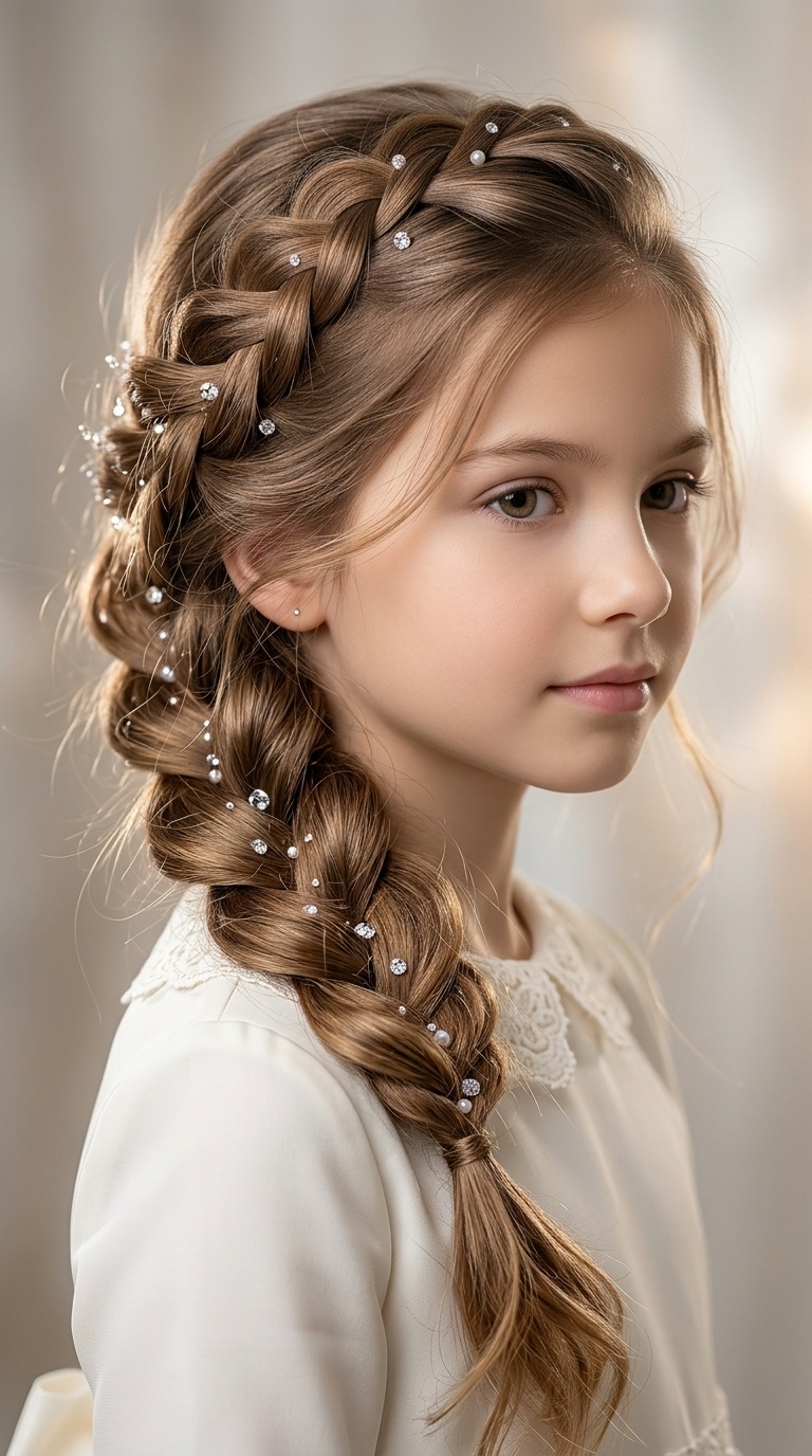 Voluminous Side Braid with Sparkle