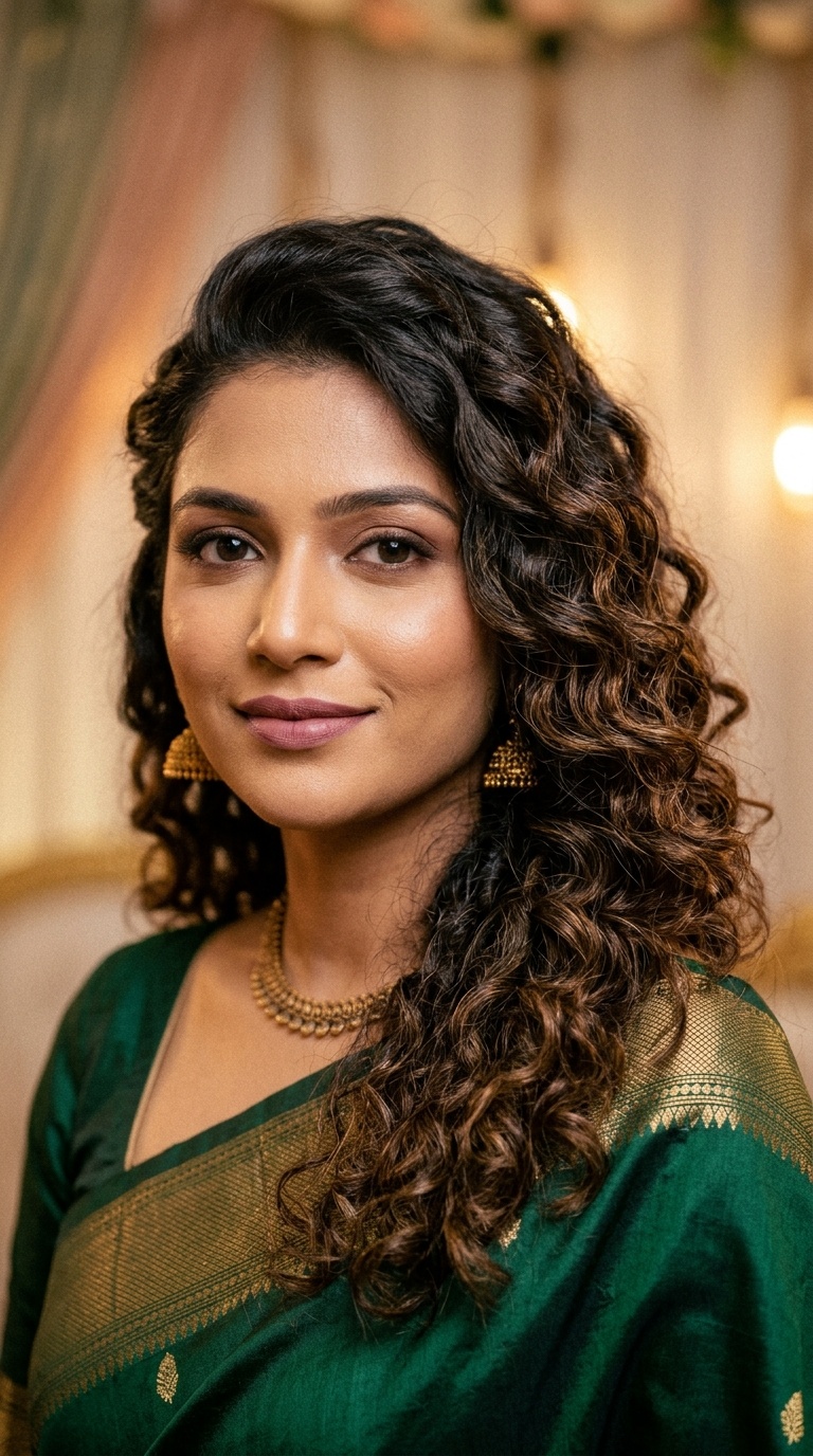 Voluminous Side-Swept Curls
