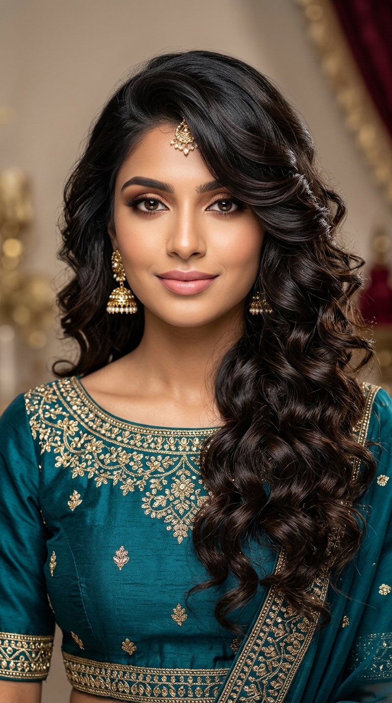 Voluminous Side-Swept Curls