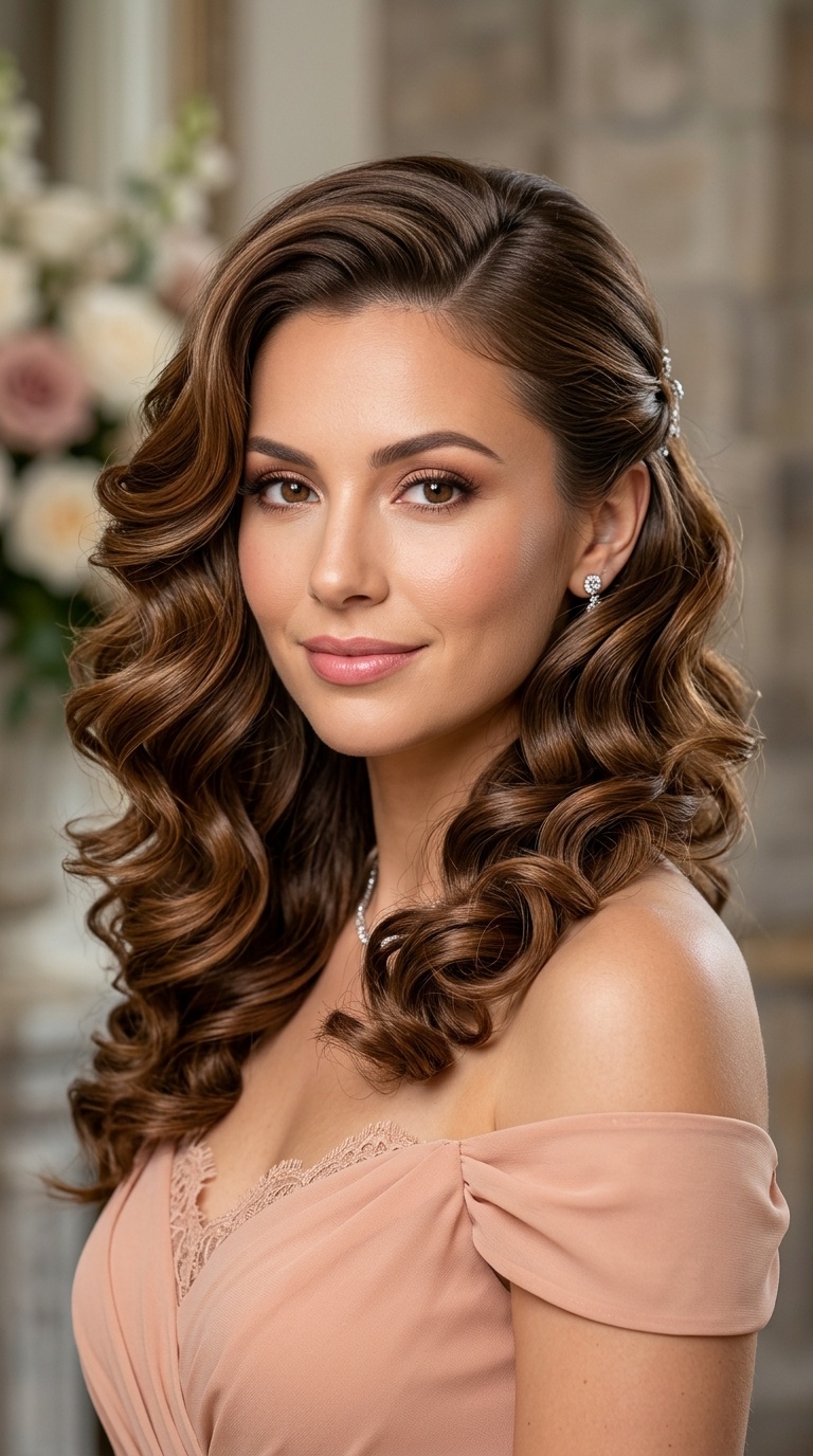 Voluminous Side-Swept Curls
