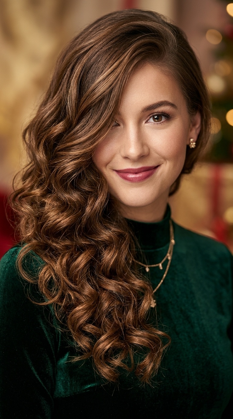 Voluminous Side-Swept Curls