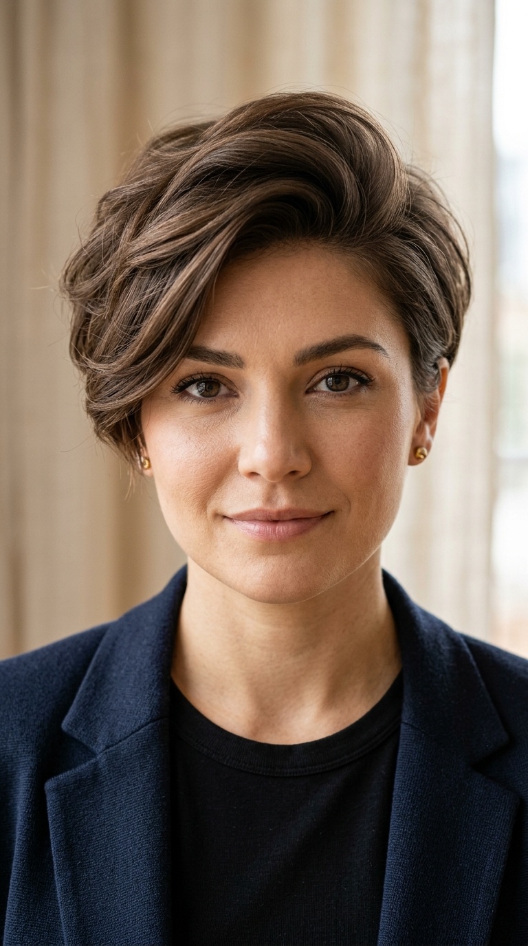 Voluminous Side-Swept Pixie