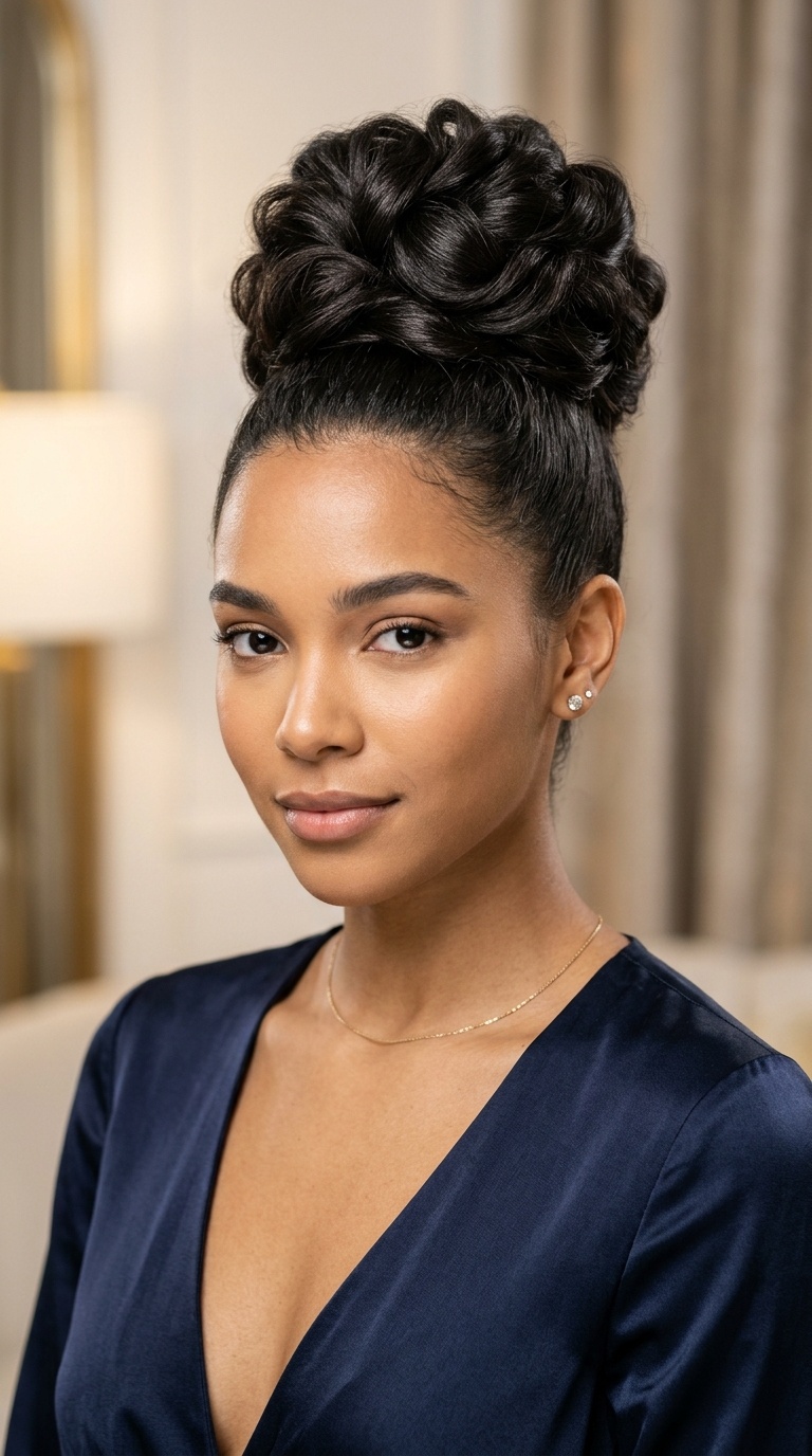 Voluminous Textured High Bun