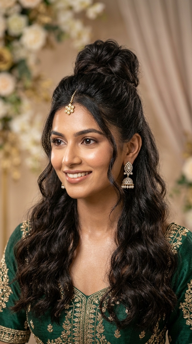 Voluminous Top-Knot with Down-Waves