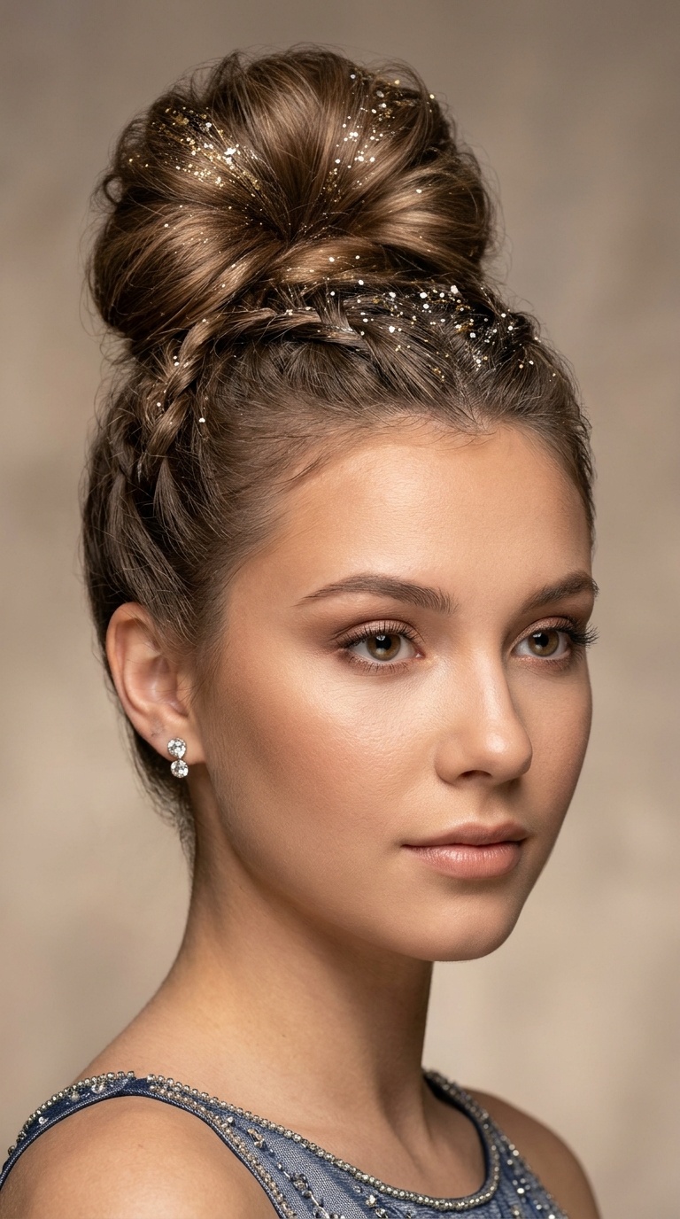 Voluminous Top Knot with Glitter