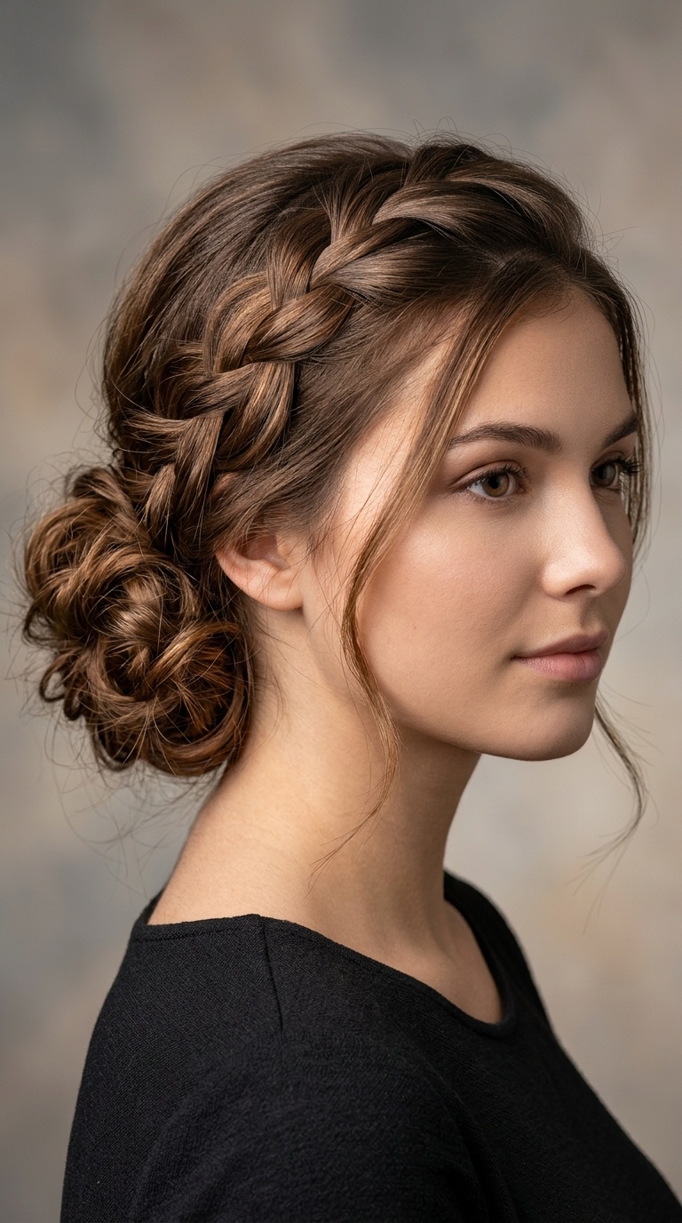 Waterfall Braid into a Messy Bun