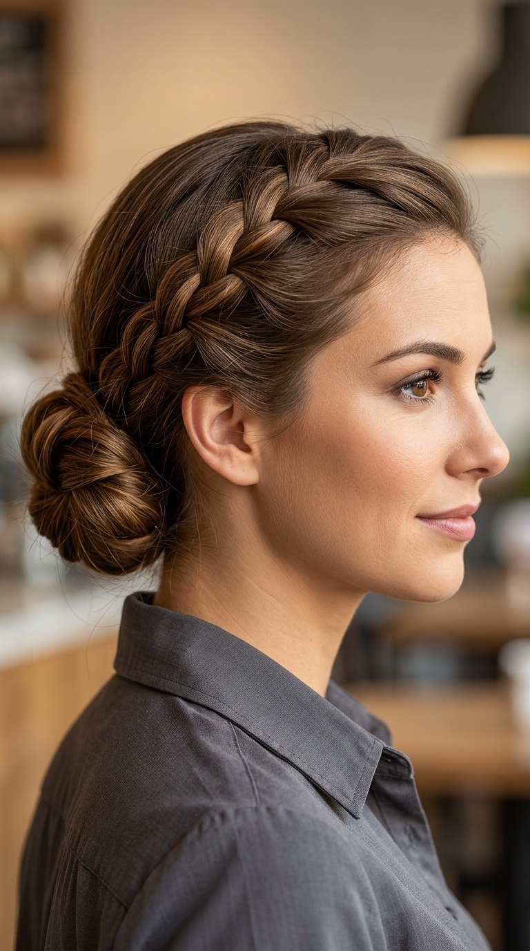 Waterfall Braid into Low Bun