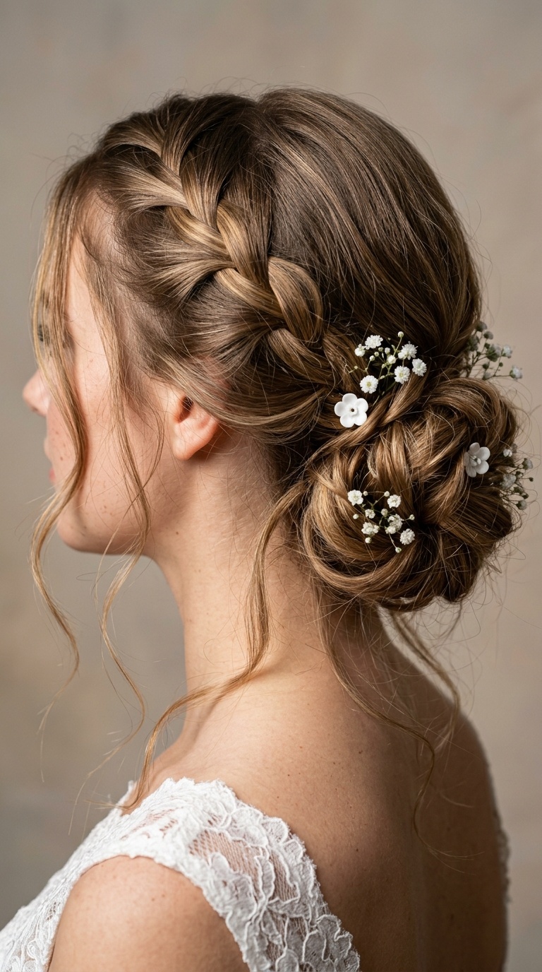 Waterfall Braid into Messy Bun