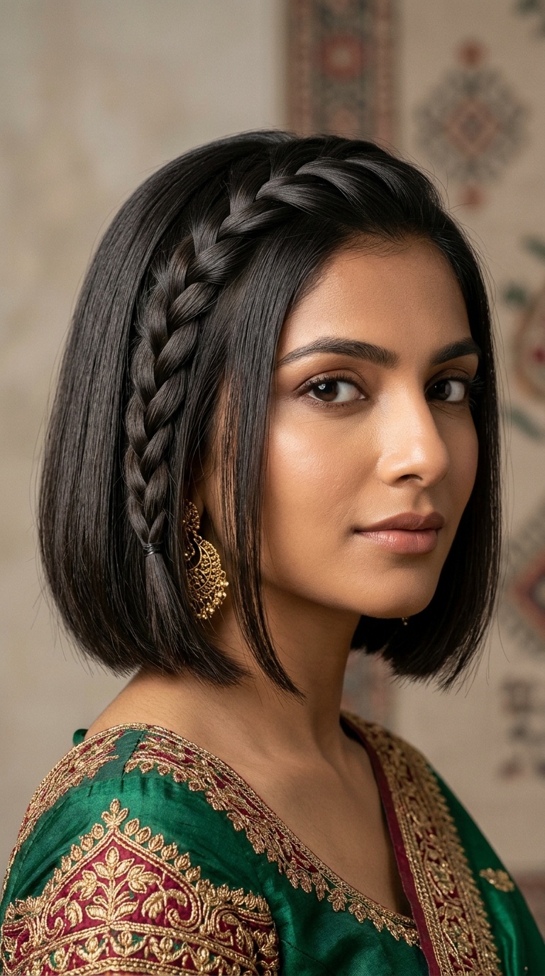 Waterfall Braid on a Straight Bob