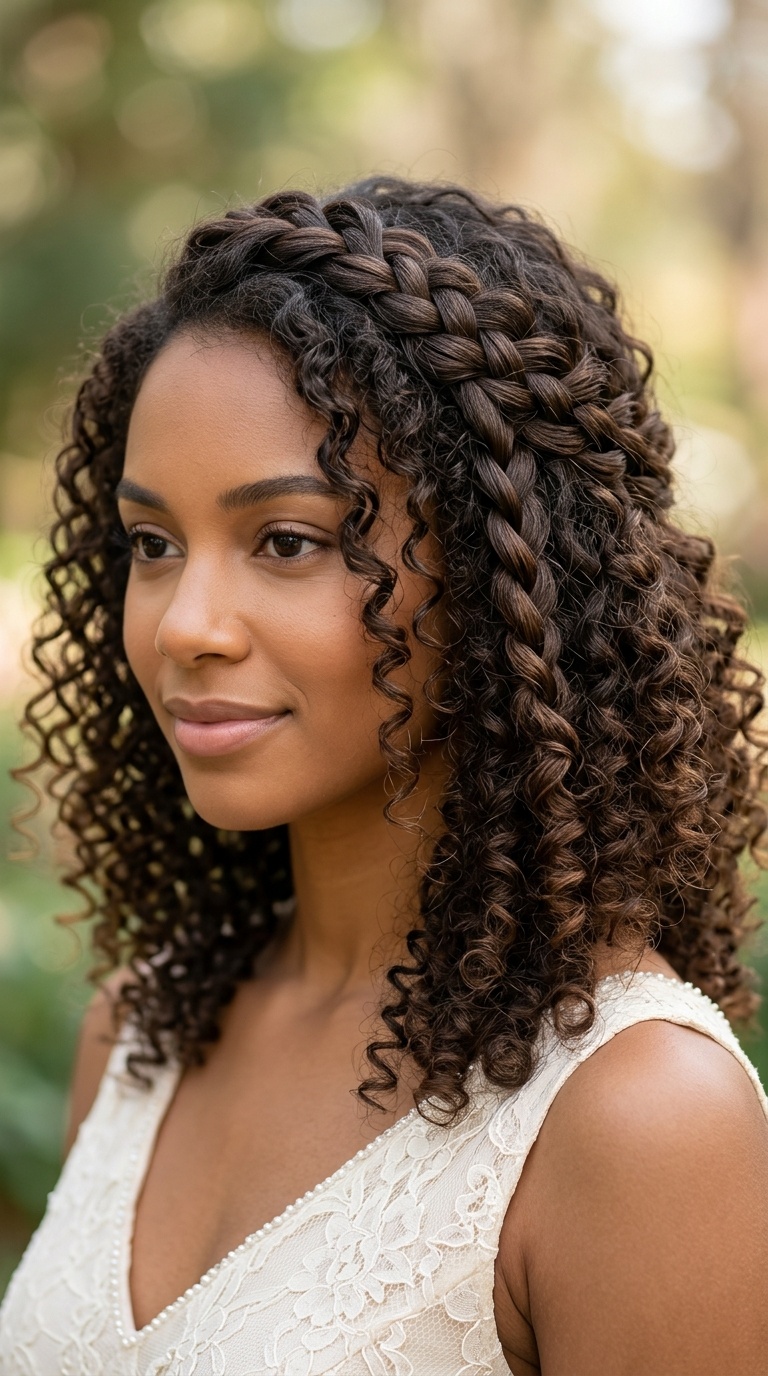 Waterfall Braid on Natural Curls