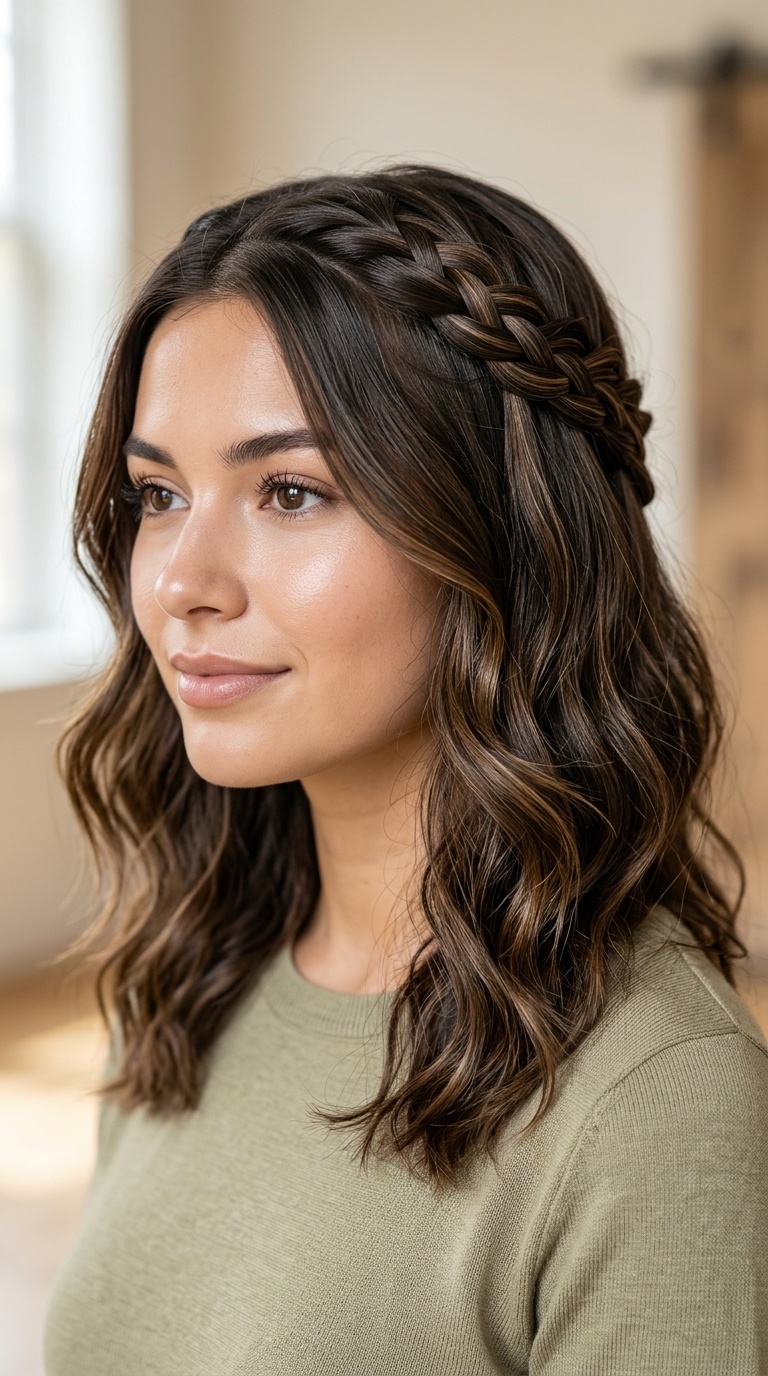 Waterfall Braid on Shoulder-Length Waves
