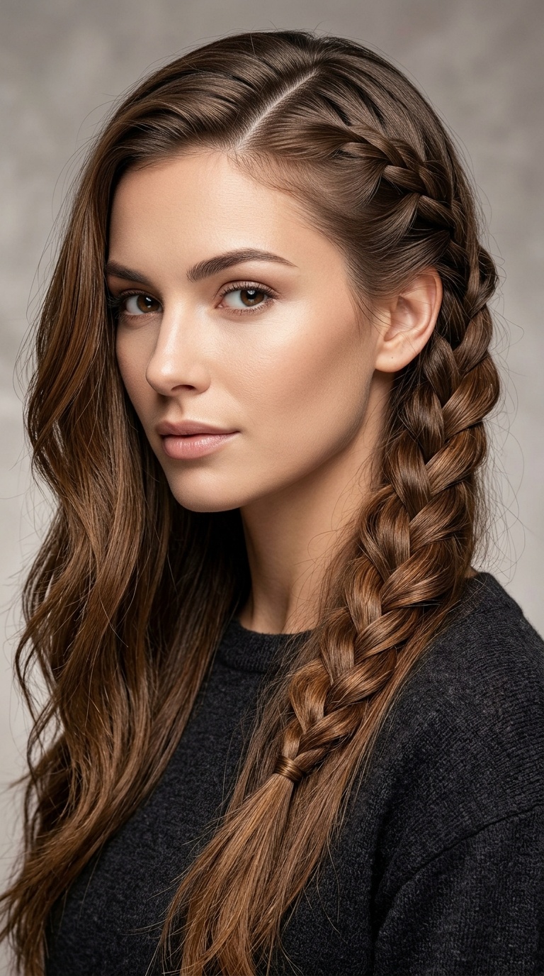 Waterfall Braid Side Part