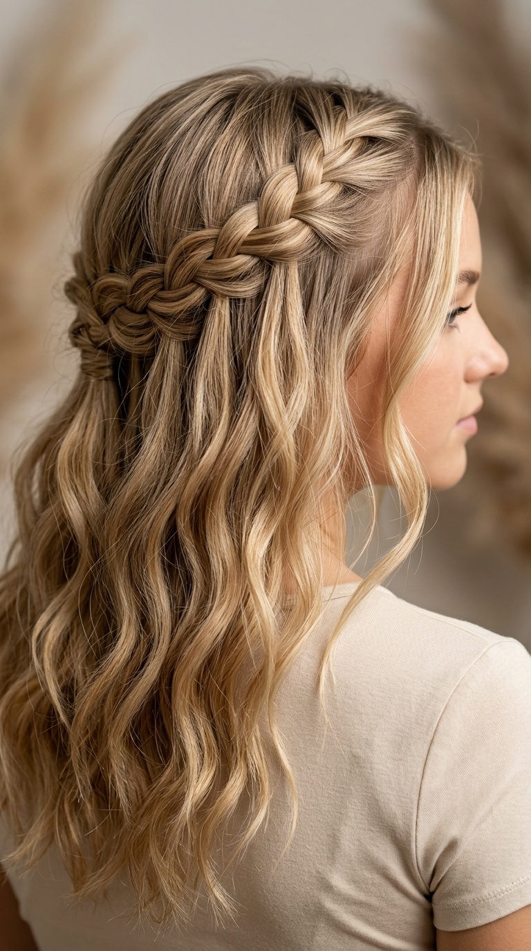 Waterfall Braid with Beachy Waves