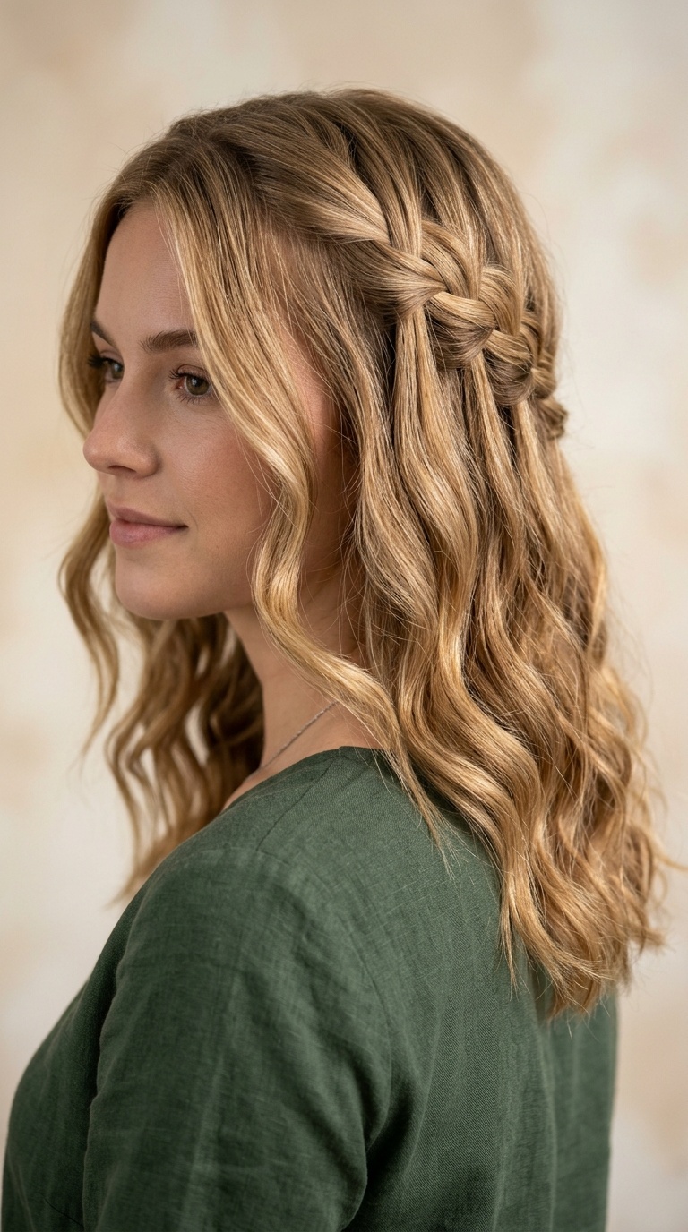 Waterfall Braid with Beachy Waves