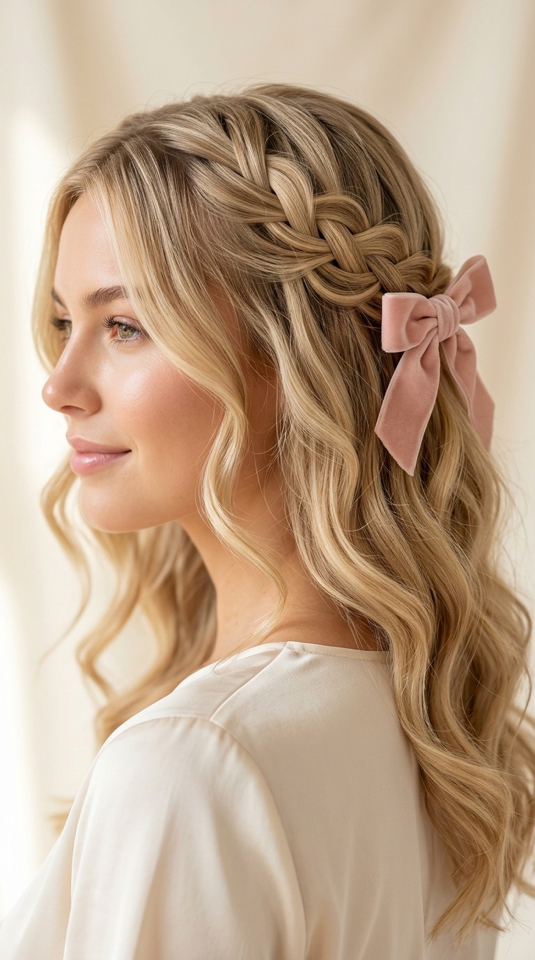 Waterfall Braid with Bow Detail