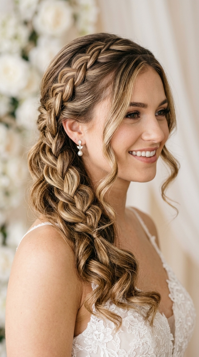 Waterfall Braid with Curls