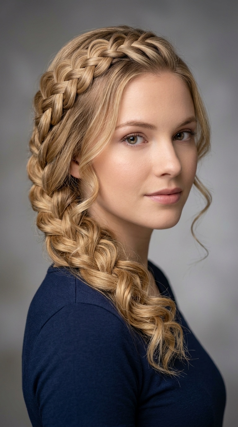 Waterfall Braid with Curls