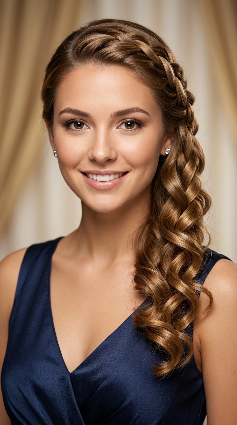Waterfall Braid with Curls