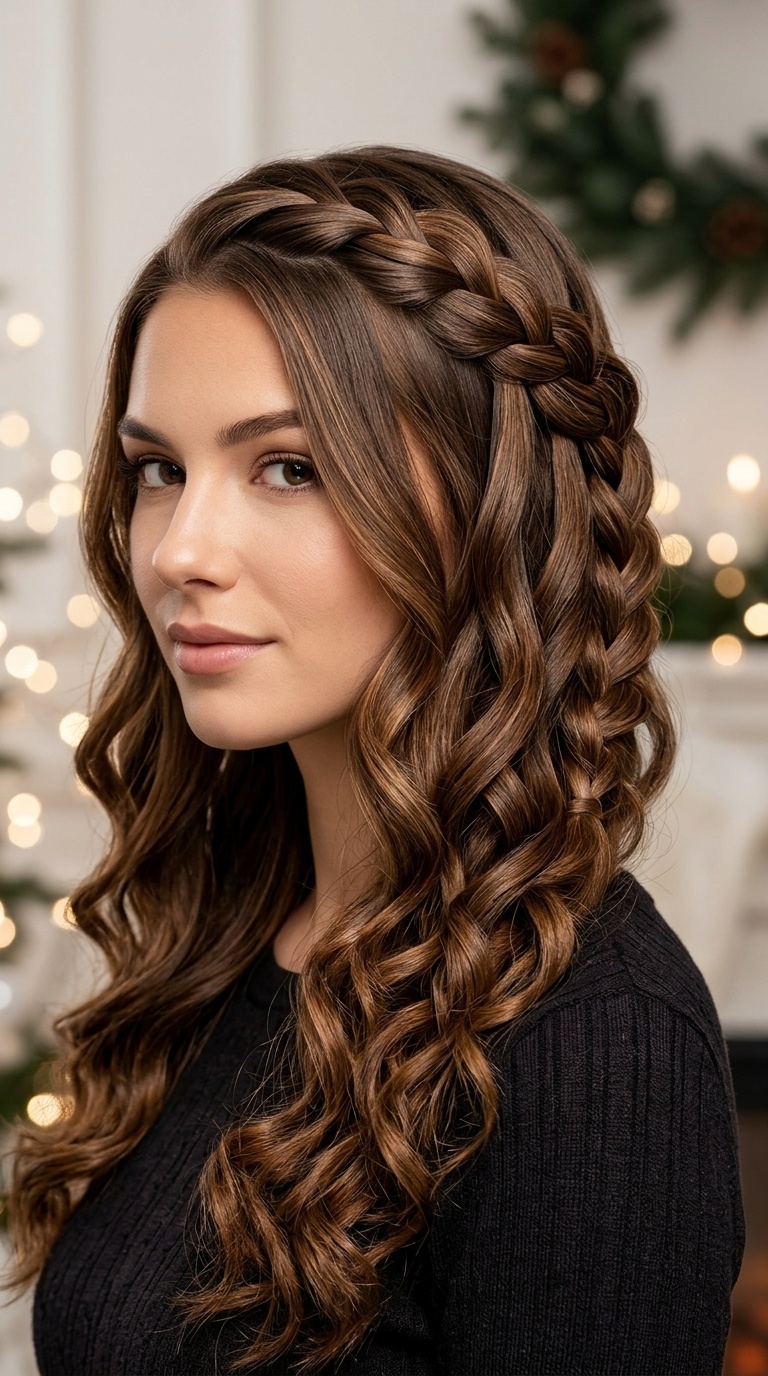 Waterfall Braid with Curls