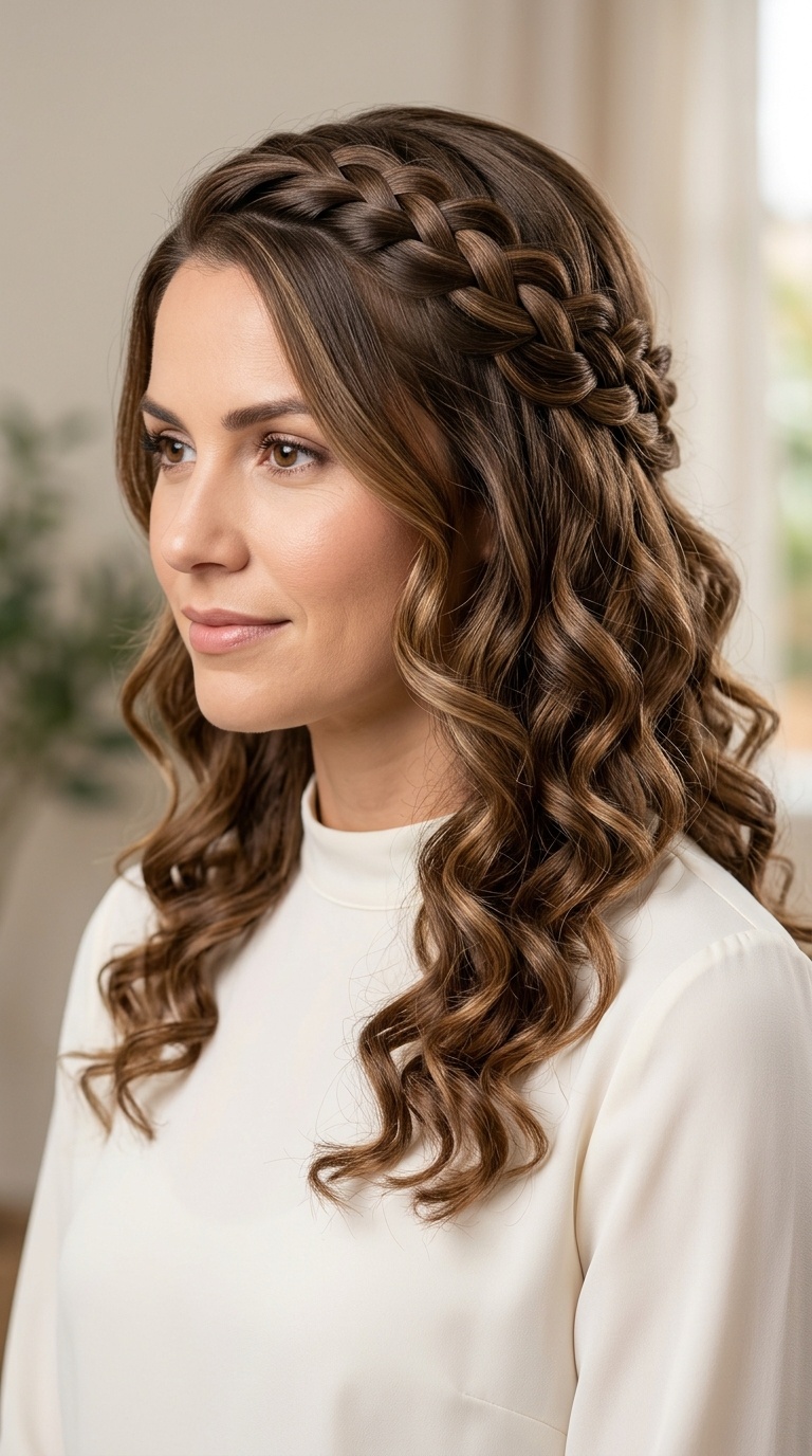 Waterfall Braid with Curls