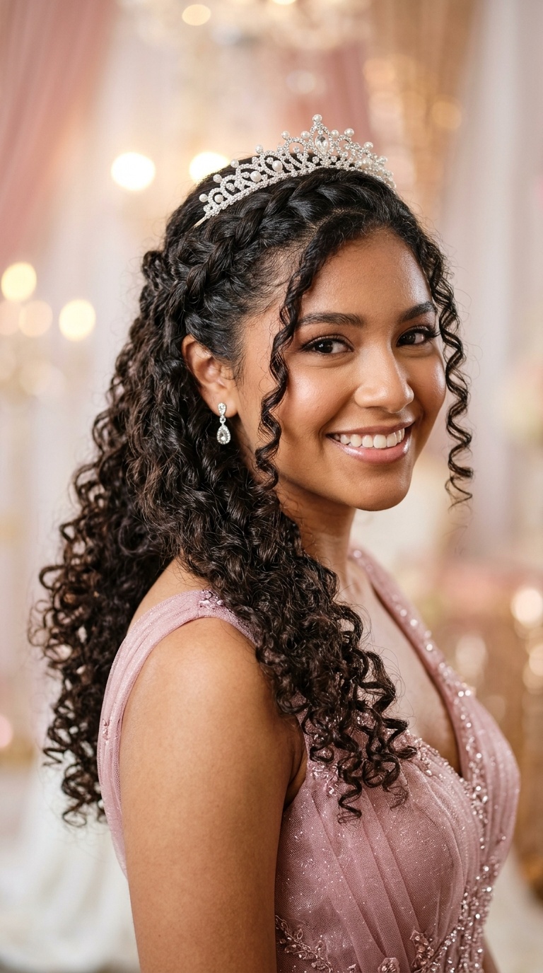 Waterfall Braid with Curls