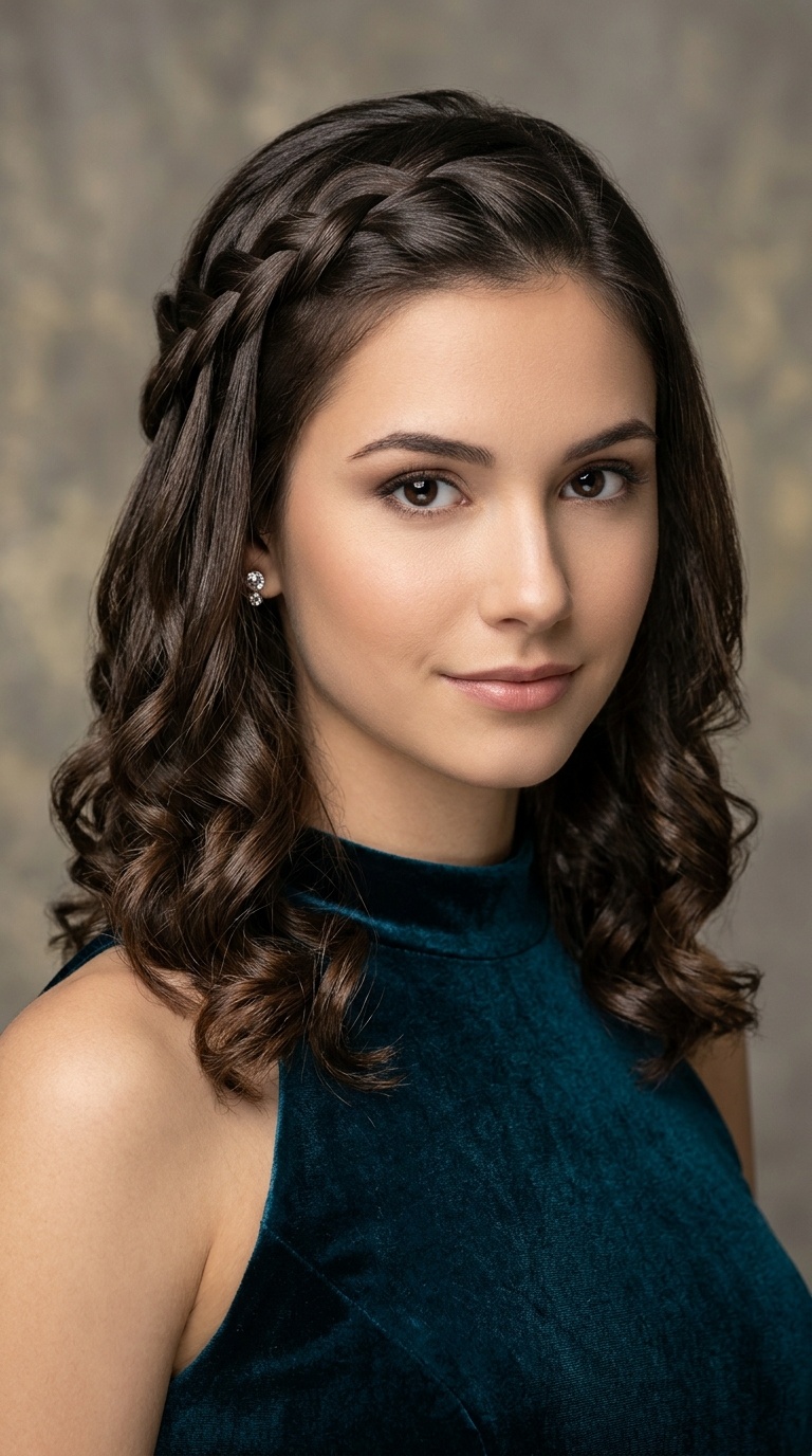 Waterfall Braid with Curls