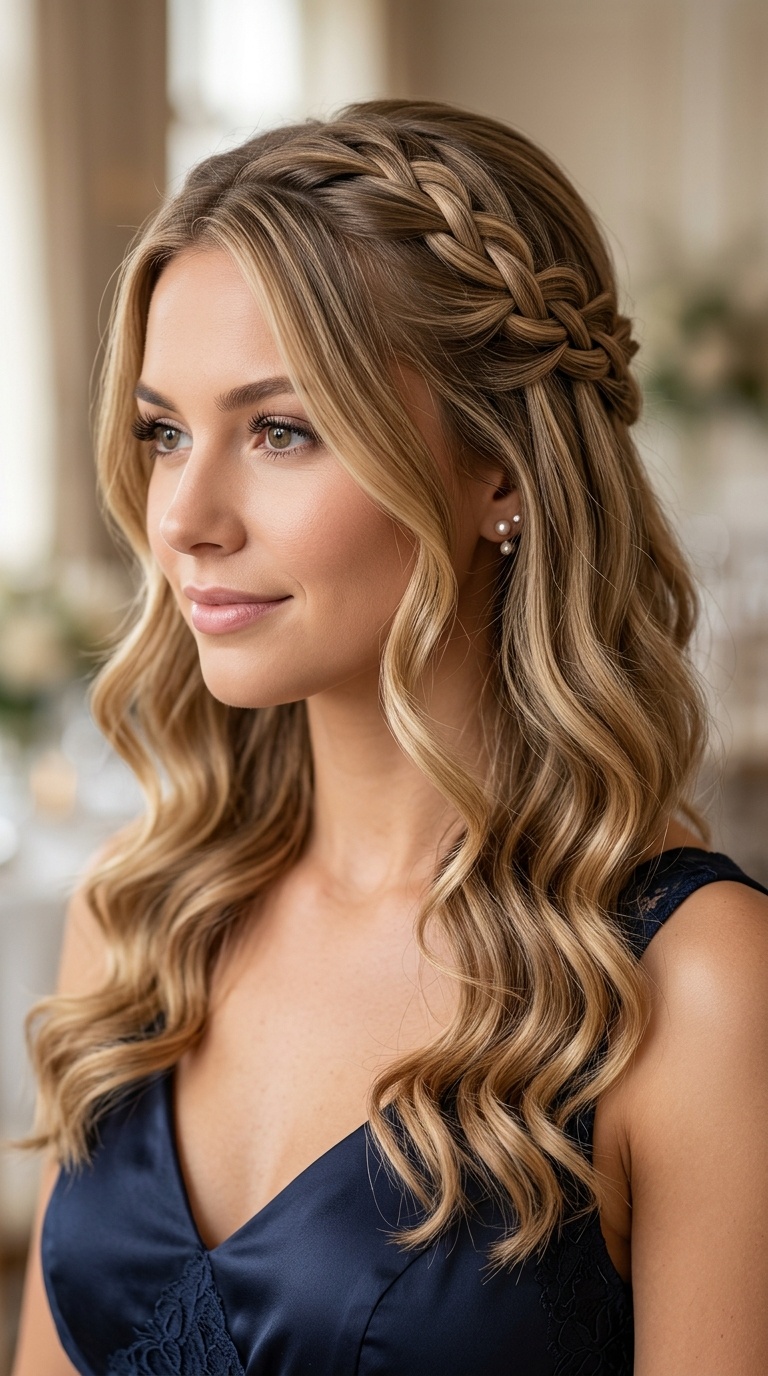 Waterfall Braid with Loose Curls