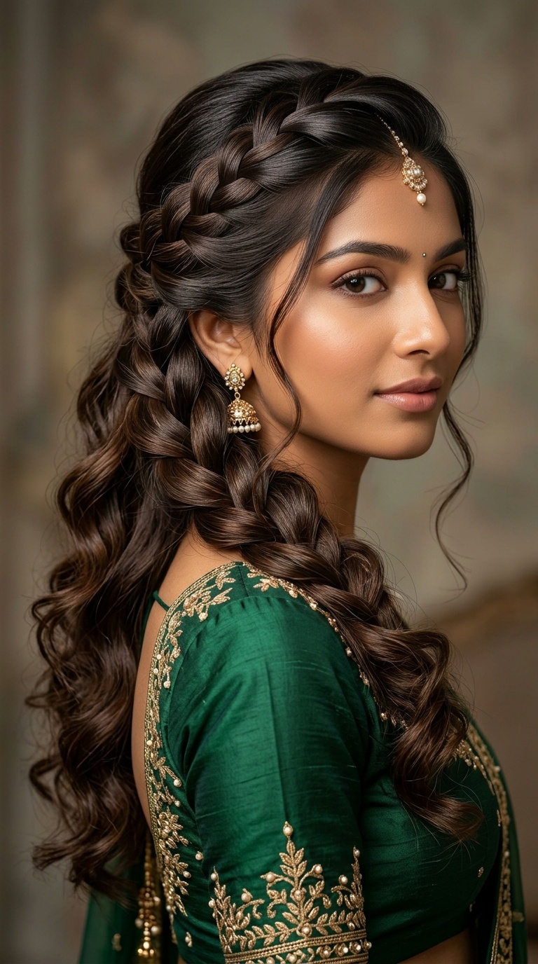Waterfall Braid with Loose Curls